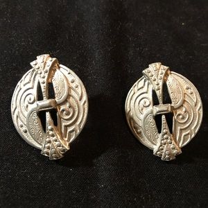 Vintage Pewter Art Deco Earrings